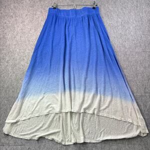 Beach Inc Blue/White Gradient High Low Linen Midi‎ Skirt